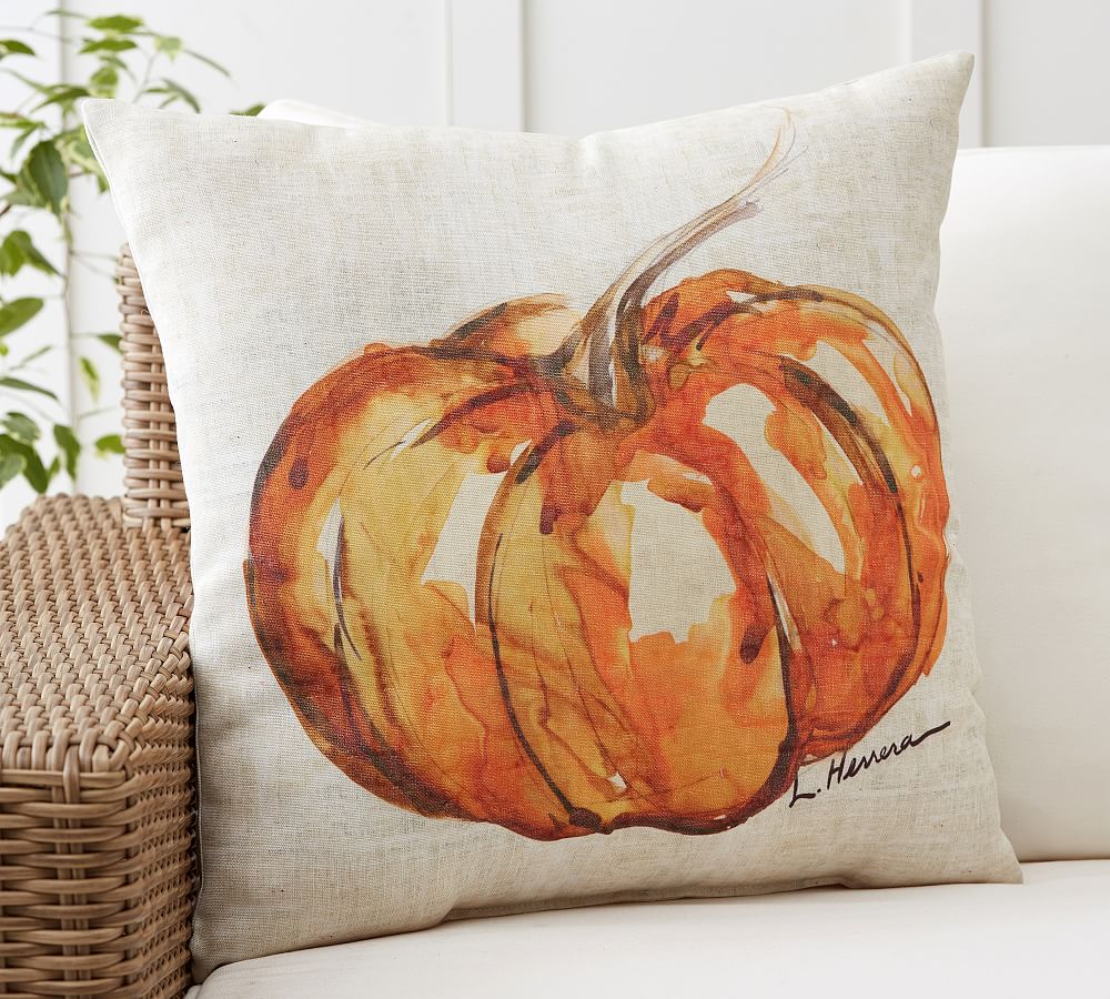 Painted Pumpkin Patch Outdoor Pillow
