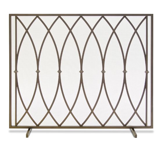 Single Bedford Panel Fireplace Screen - Brass