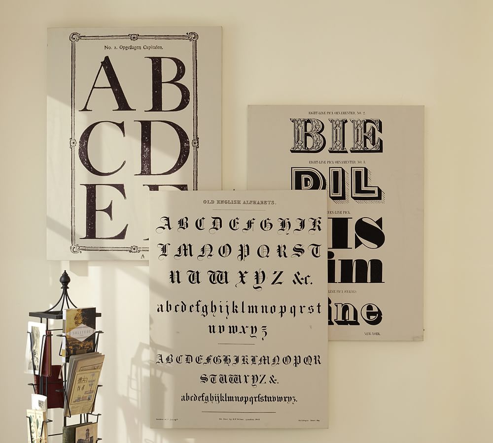 Stretched Typograpy Canvas, Set of 3