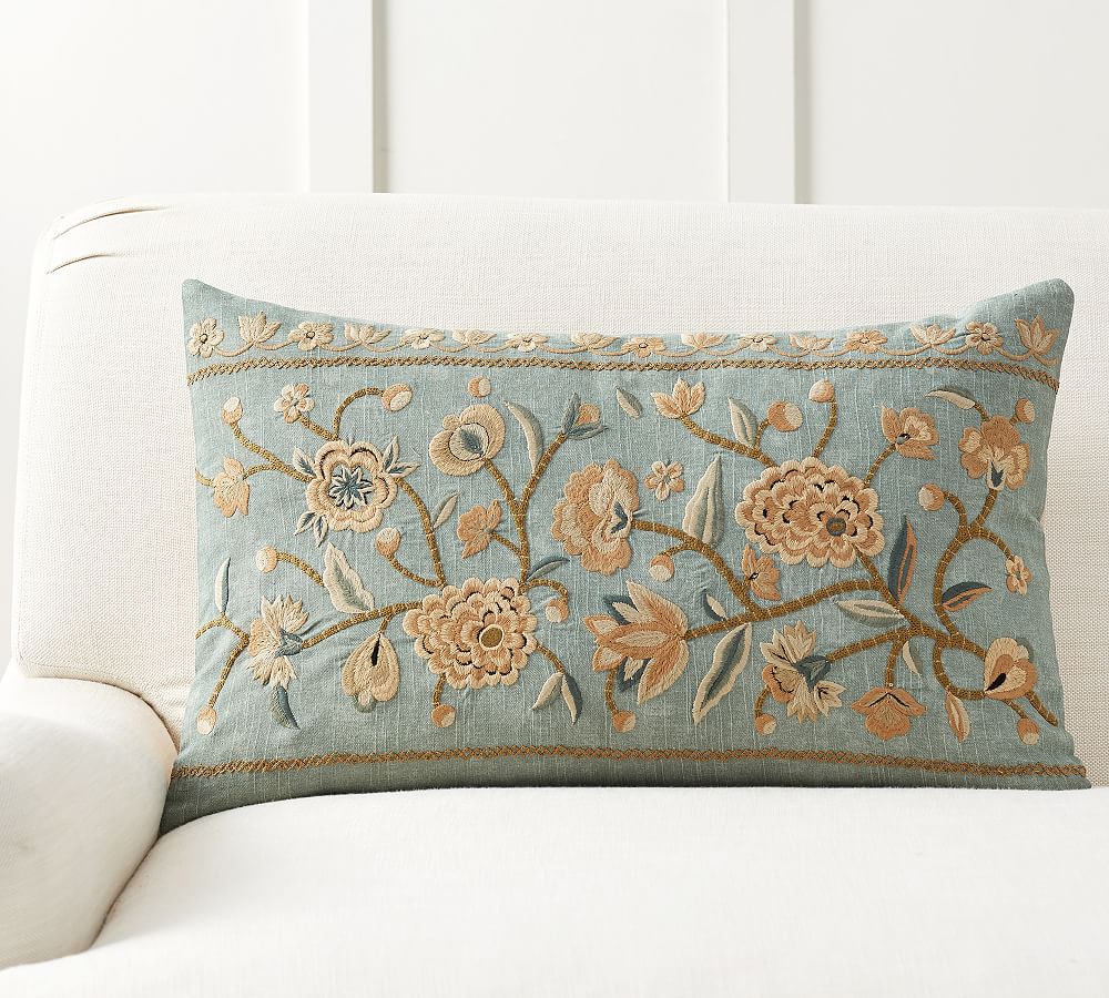 Kensley Embroidered Lumbar Pillow Cover