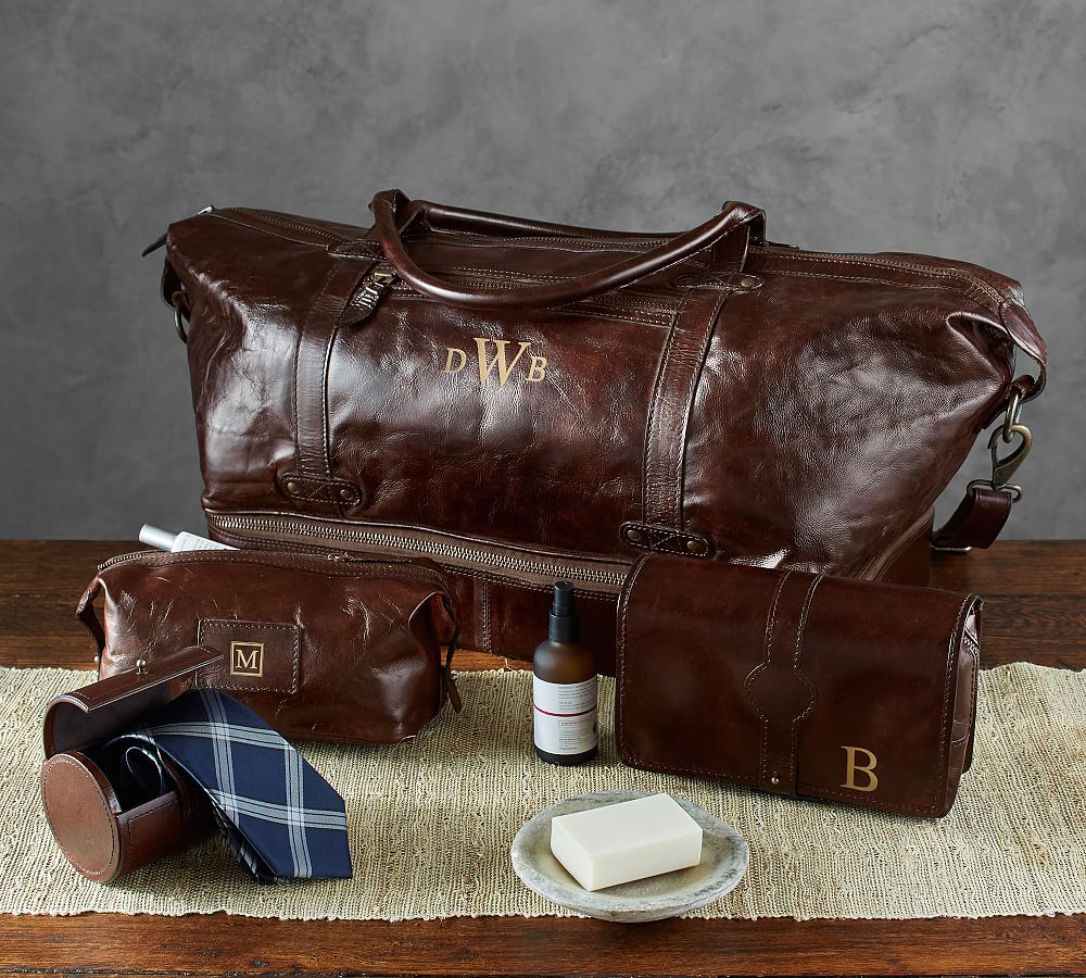 Personalized Saddle Leather Travel Collection - Chocolate