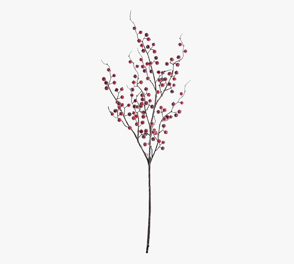 Faux Sugared Berry Branches - Set of 12