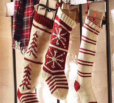 Snowflake Knit Stocking | Pottery Barn