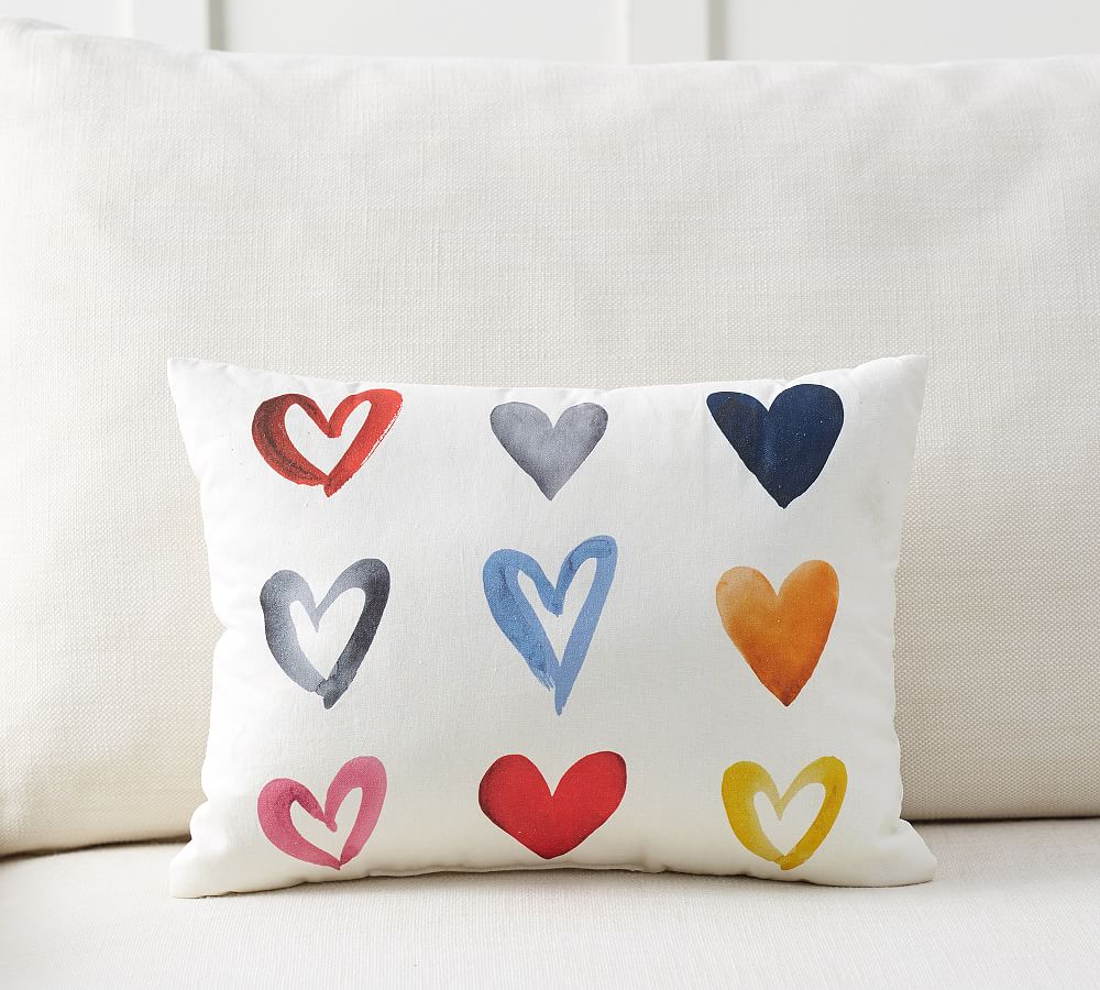 Multi Printed Heart Pillow