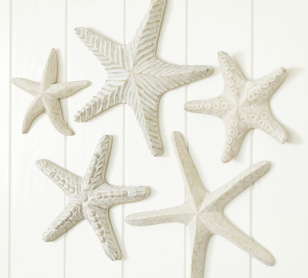 Carved Wood Starfish Set