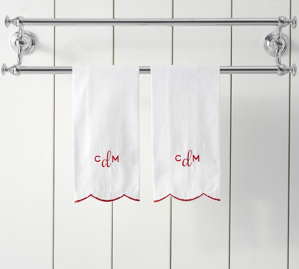 Scalloped Dot Embroidered Guest Towel