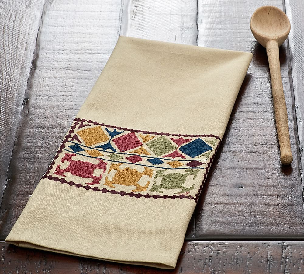 Autumn Embroidered Tea Towel