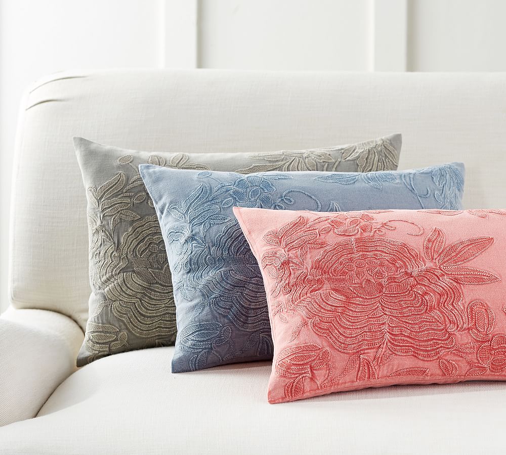 Joss Embroidered Lumbar Pillow Cover