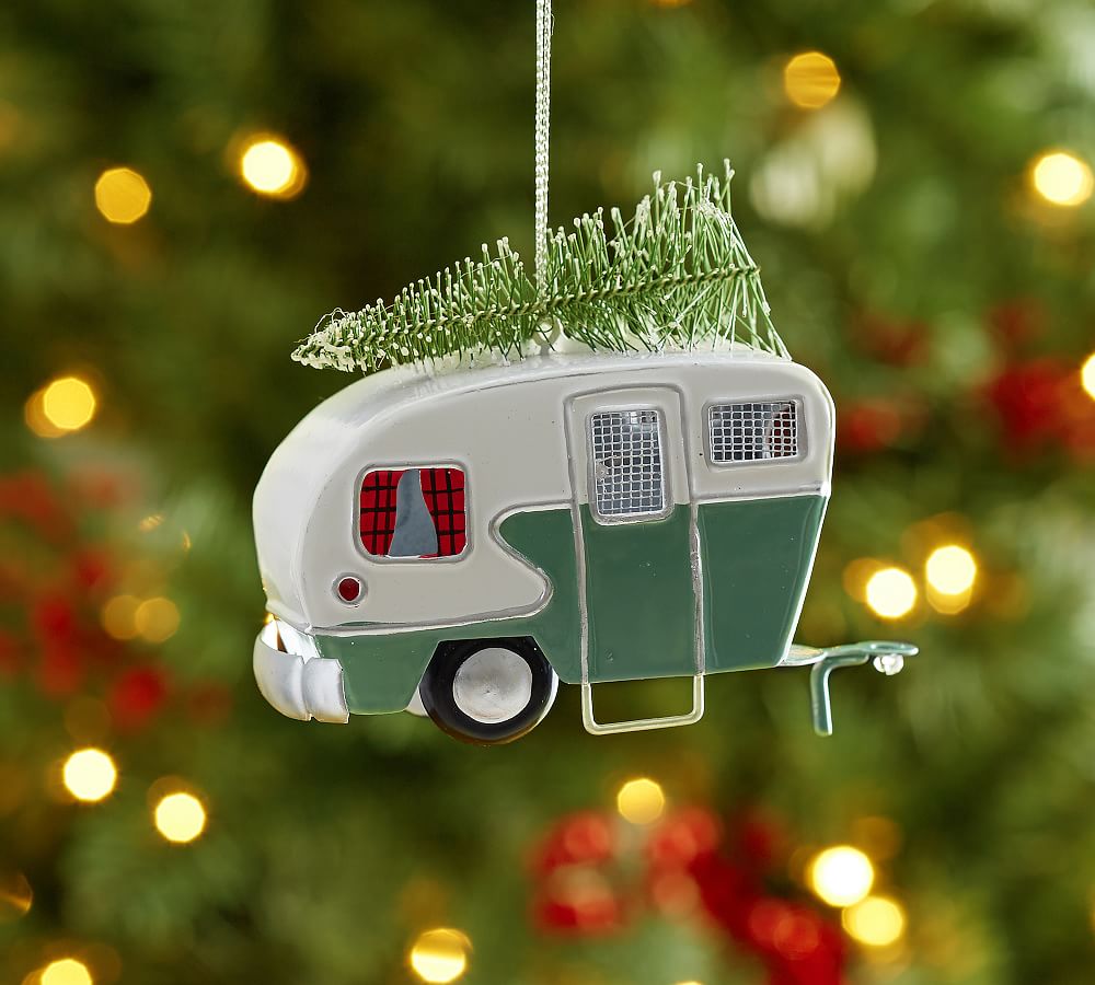 Tin Camper with Tree Ornament