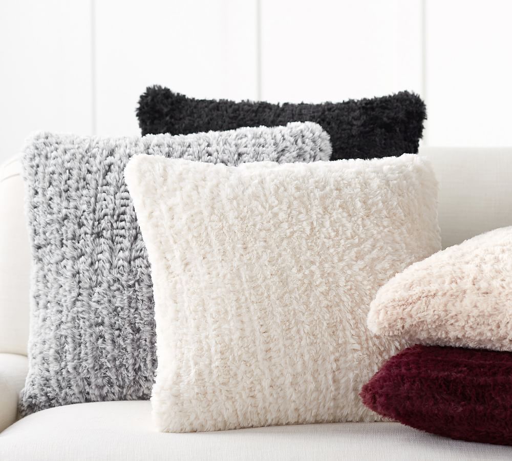 Faux Fur Knitted Pillow Cover