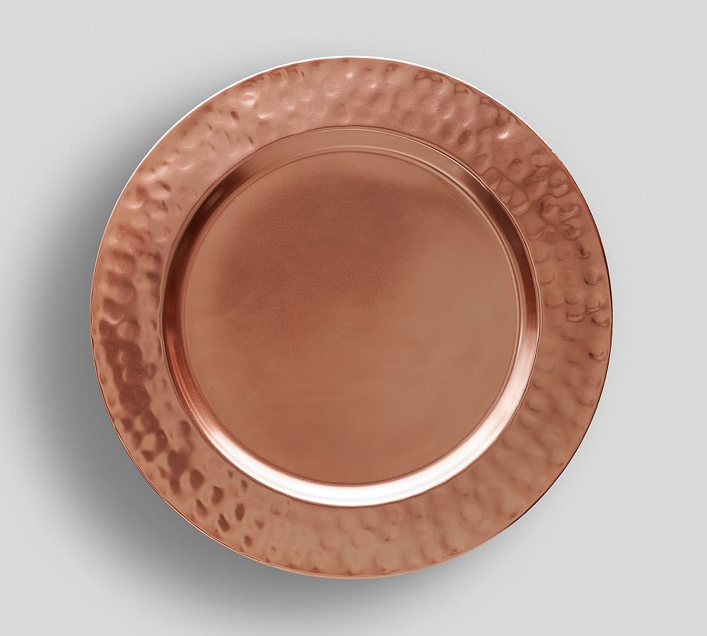 Hammered Stainless Steel Charger Plate - Copper