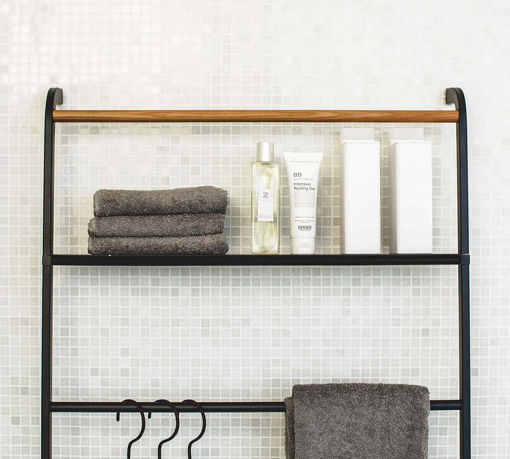 Yamazaki Steel Leaning Ladder Rack with Shelf Pottery Barn