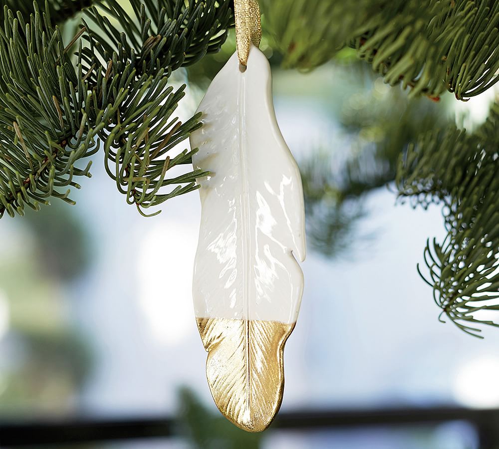 Gold Dipped Feather Ornament