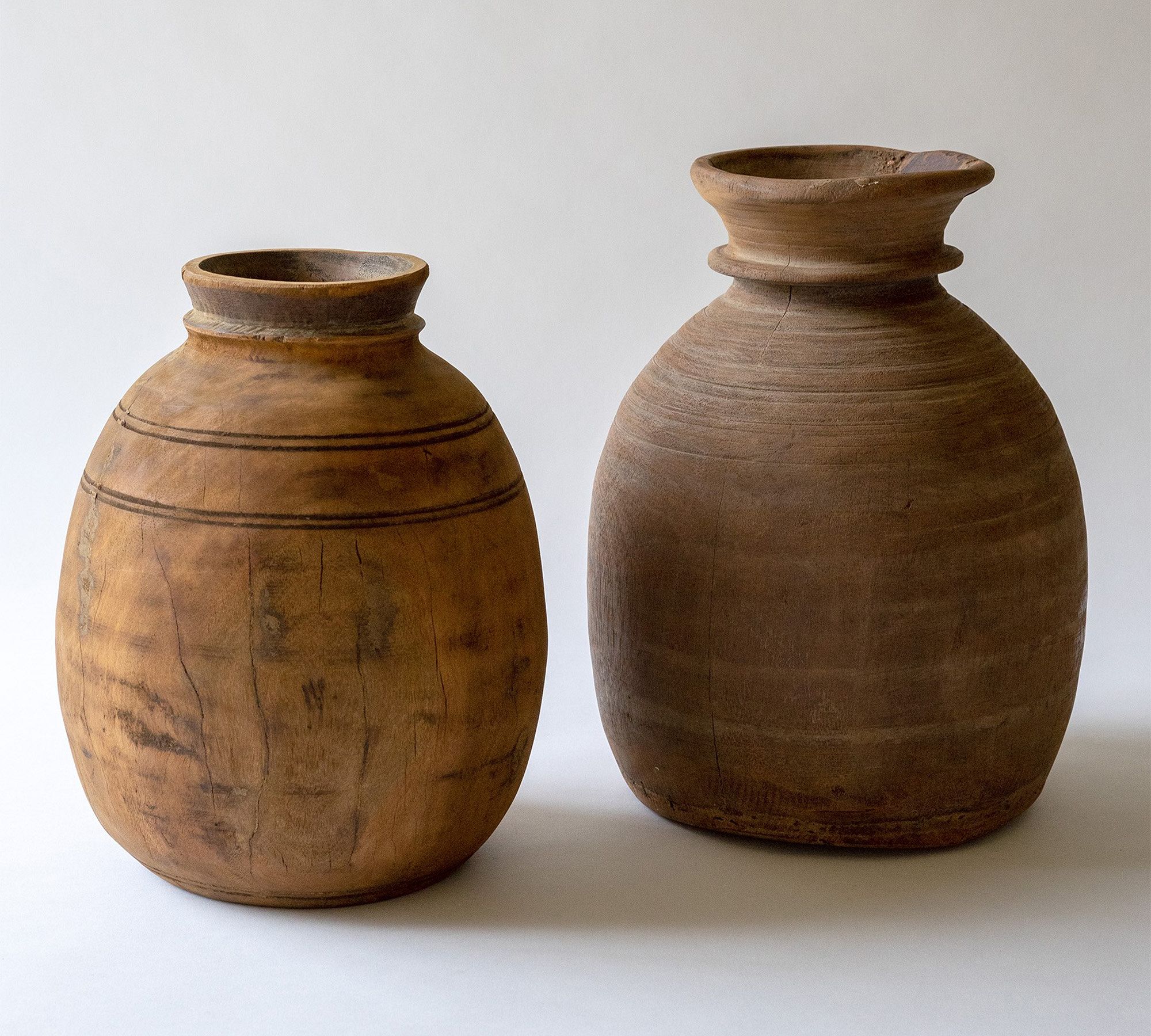 Mango Wood Urns - Set of 2