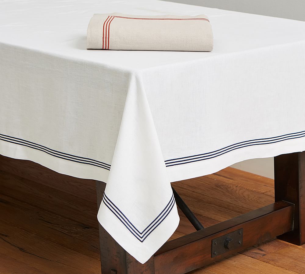Embroidered Stripe Tablecloth
