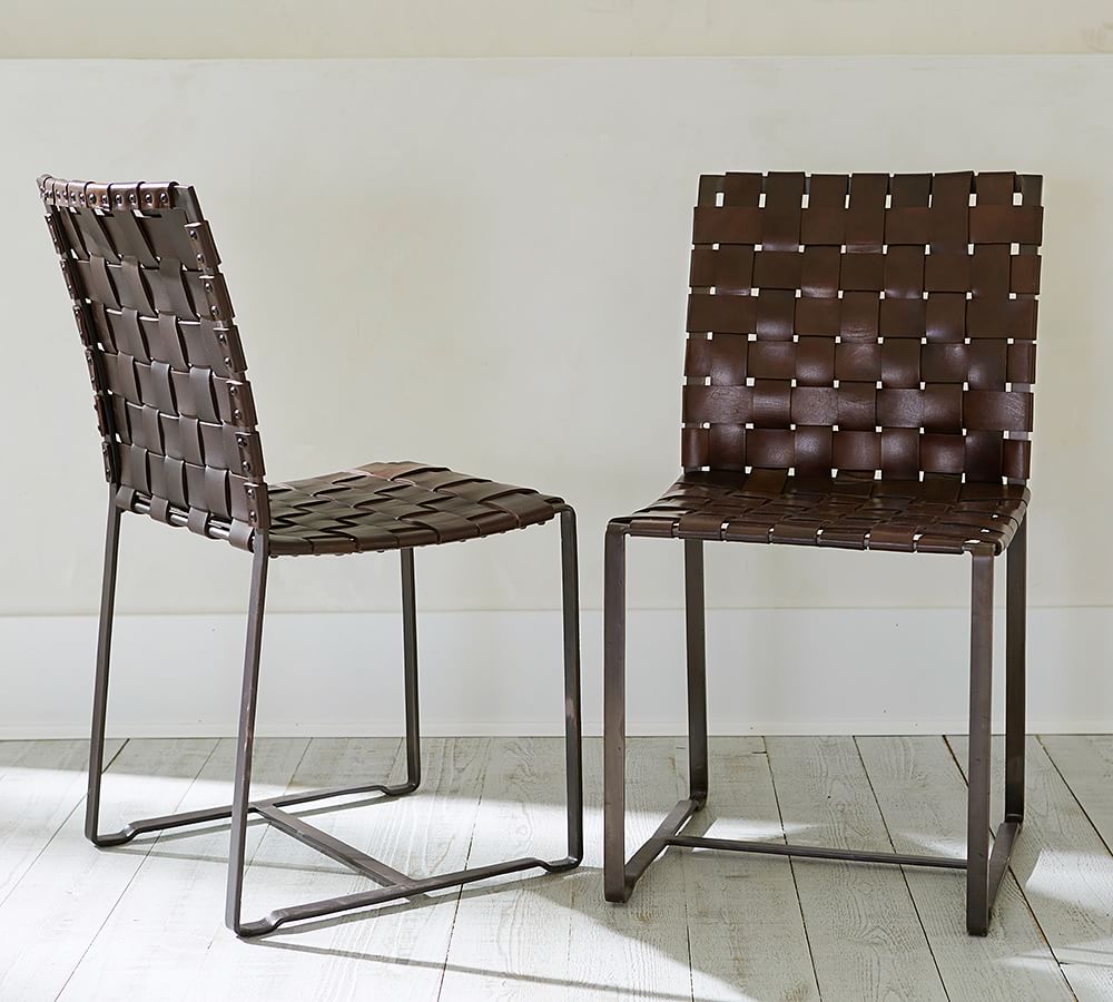 Woven leather strap 2024 dining chair