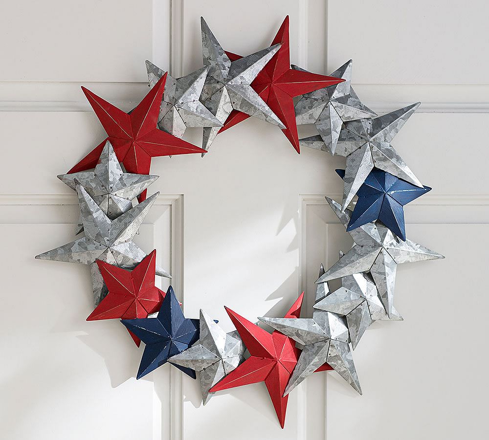 Americana Galvanized Metal Star Wreath