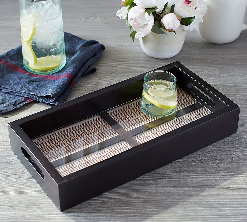 Wood Framed Textile Tray - Small