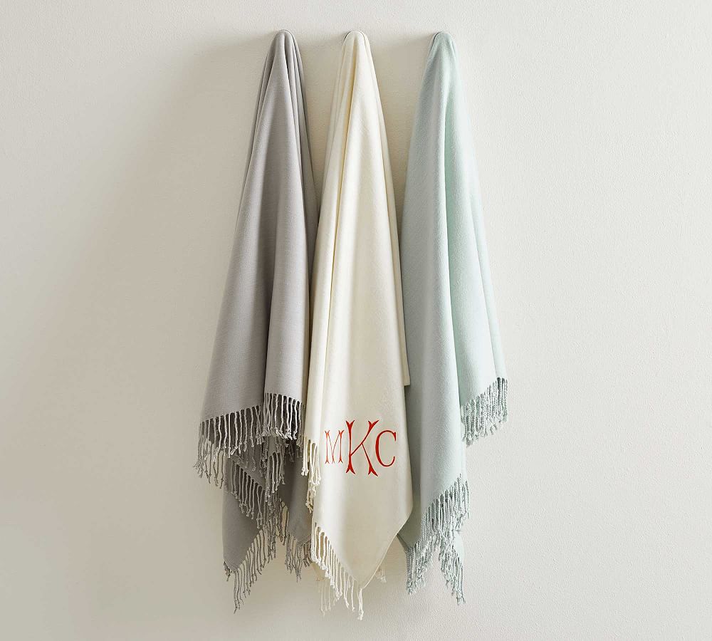 Personalized Hand-Knotted Fringe Throw Blanket