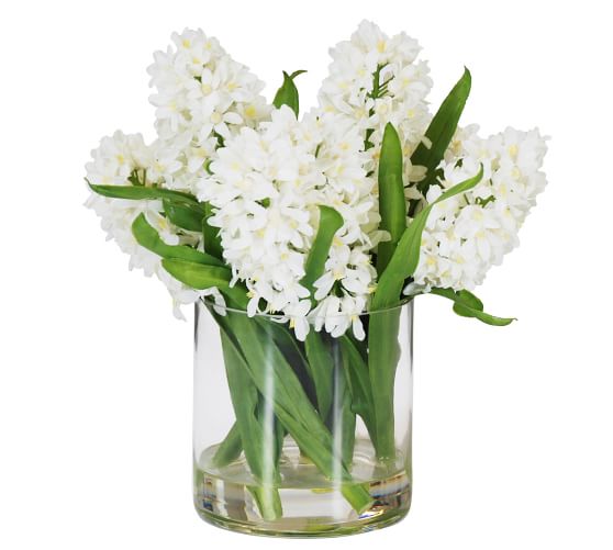 Faux Hyacinth in Cylinder Glass Artificial Flowers Pottery Barn
