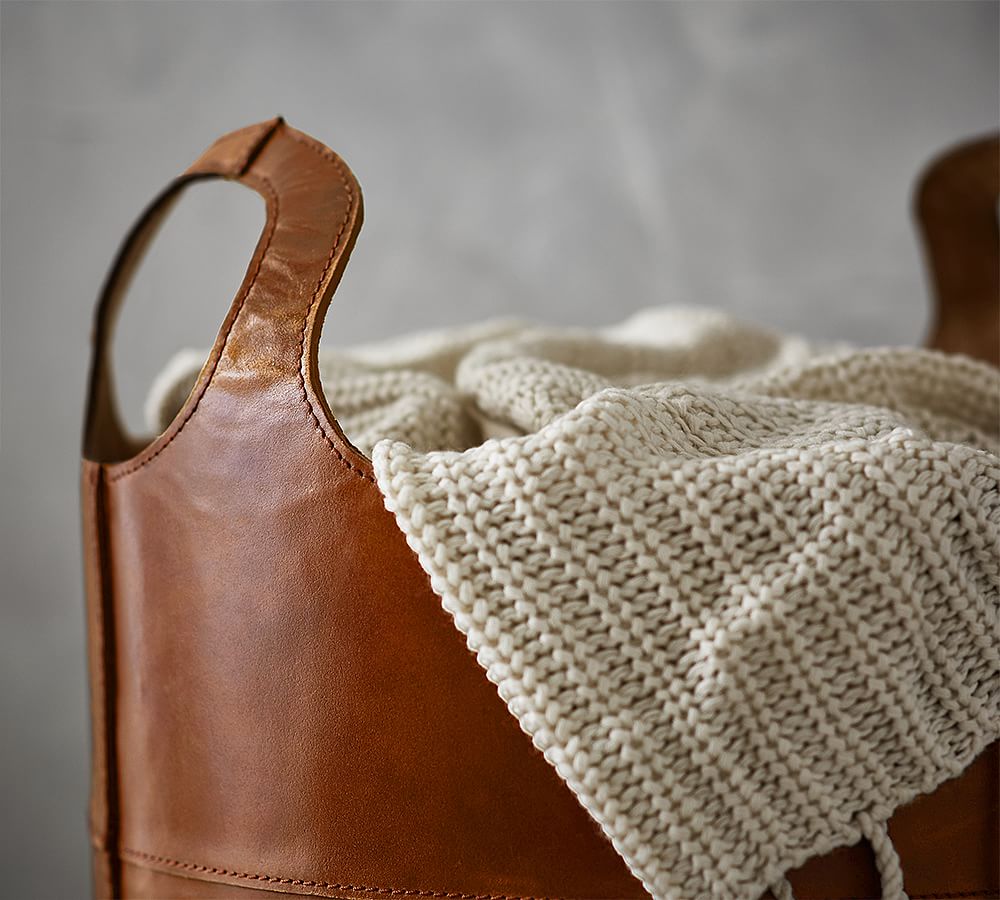 Leather outlet blanket basket