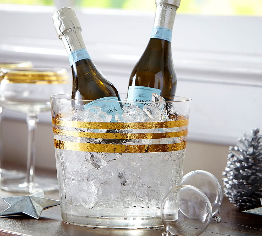 Grace Gold Stripe Glass Ice Bucket