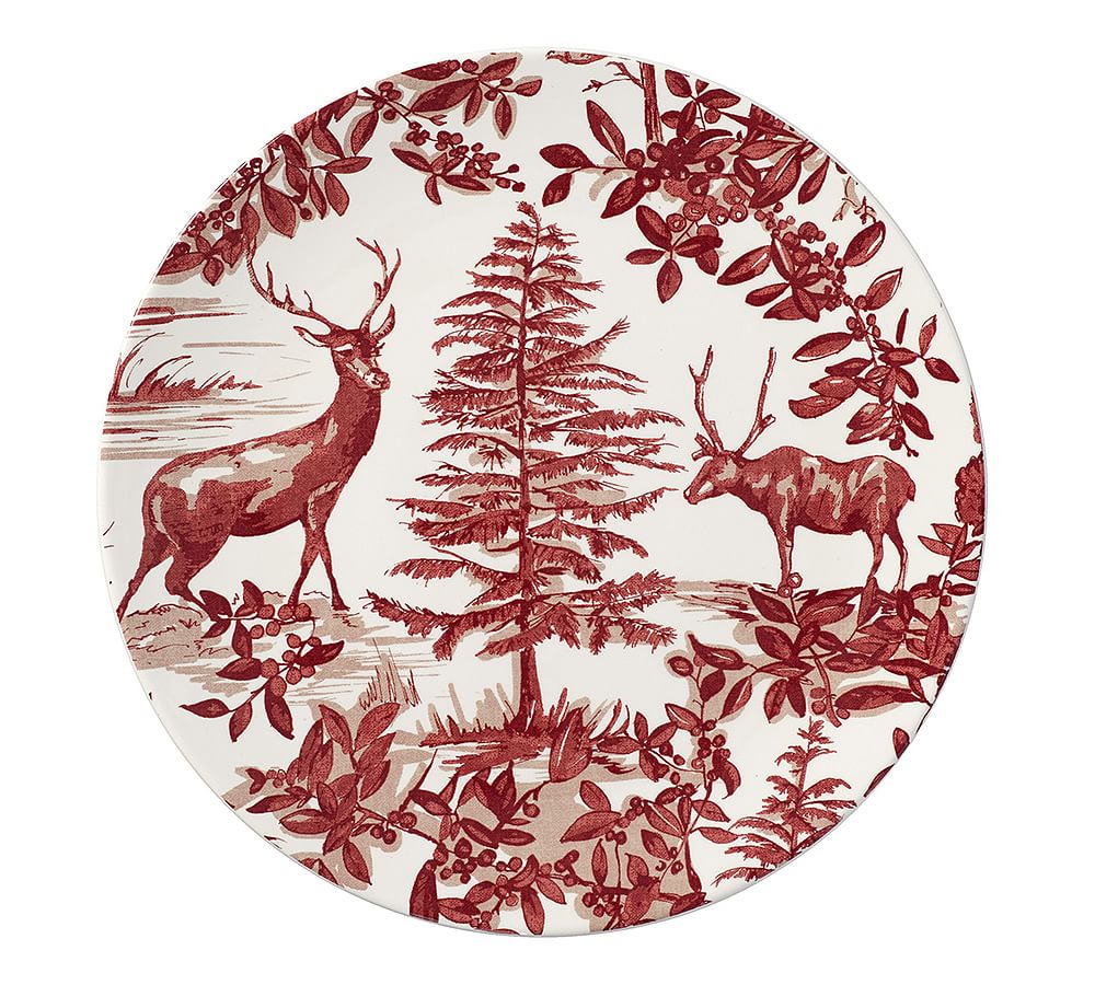 Alpine Toile Dinner Plate, Set of 4 - Red