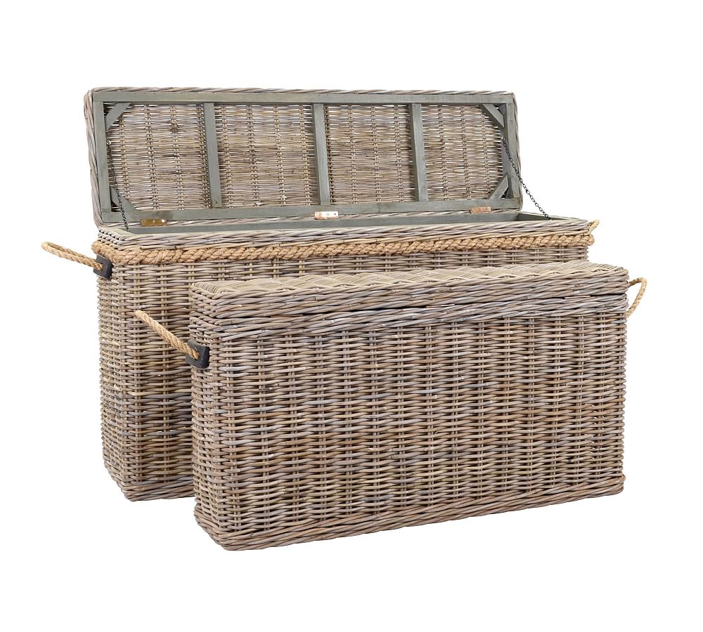 Rattan Oversized Lidded Basket, Set of 2