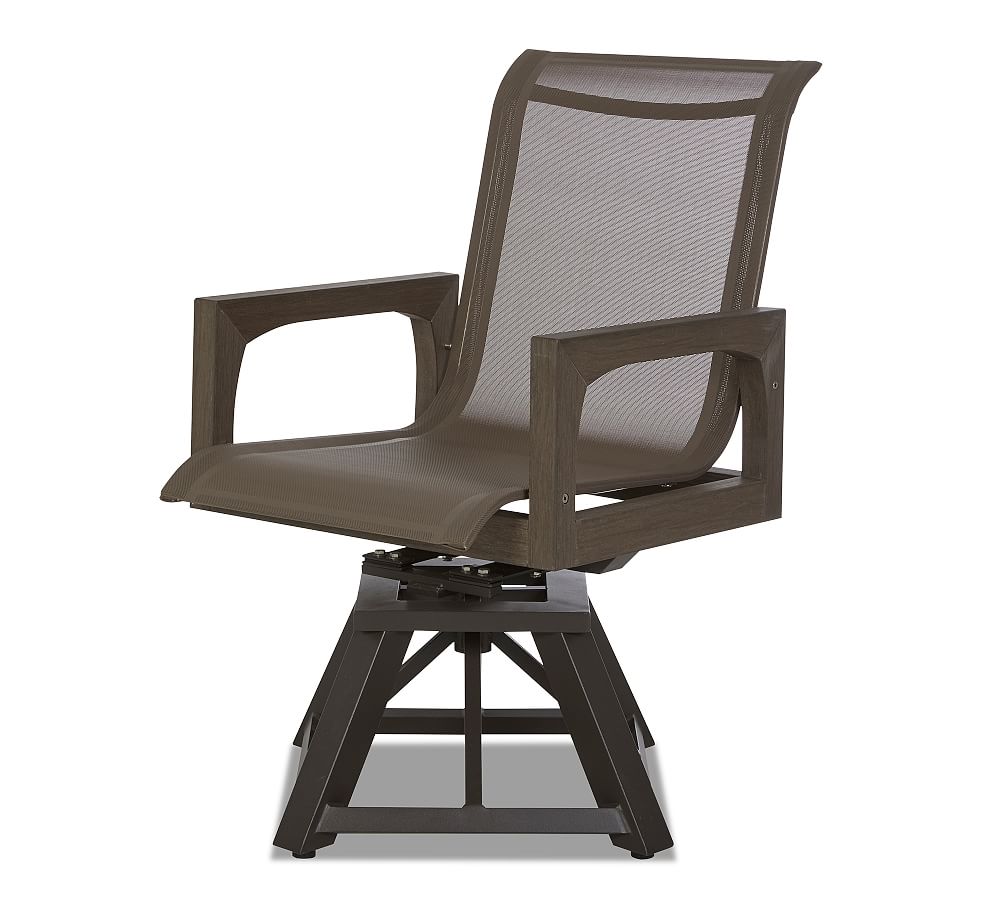Tropez Faux Teak Swivel Rock Dining Chair, Shadow