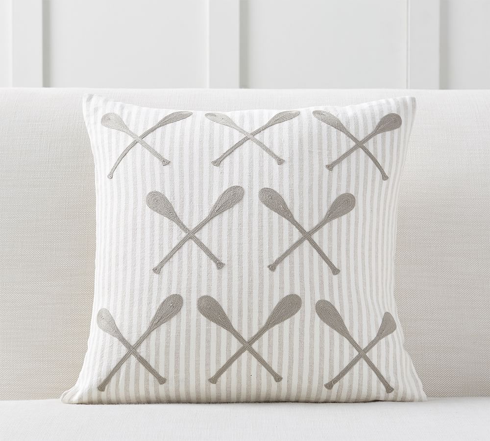 Striped Embroidered Oar Pillow Cover