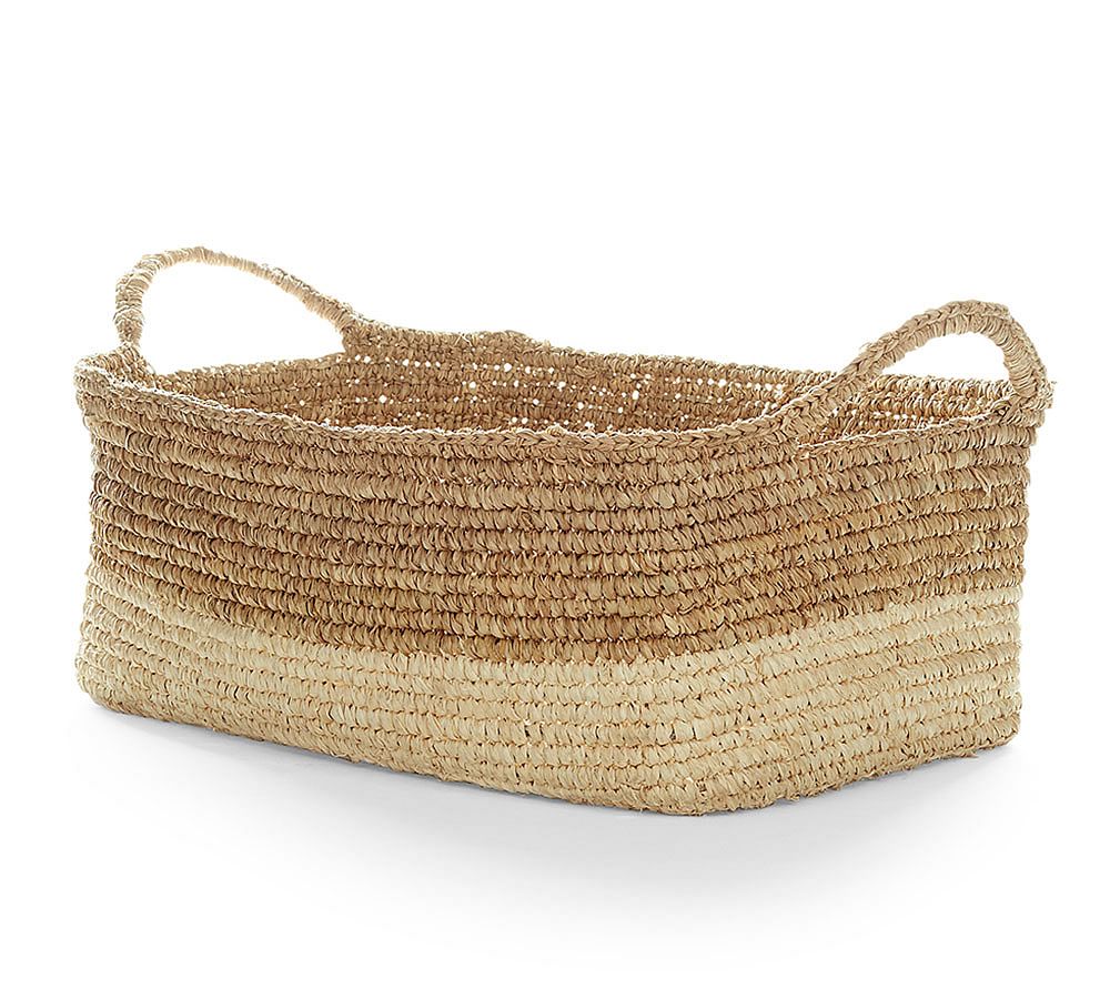 Sidney Two-Tone Rectangular Basket With Handles