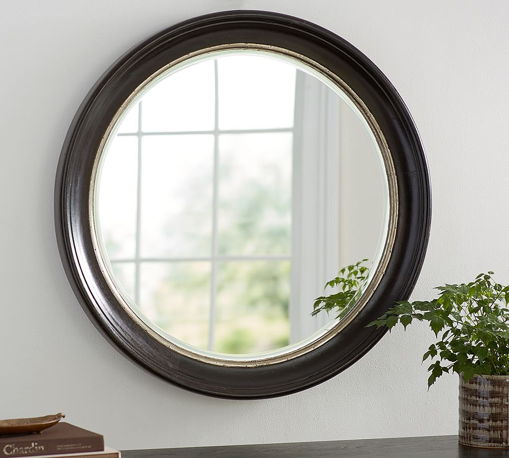 Brussels Round Black Frame Wall Mirror 35.5&quot;