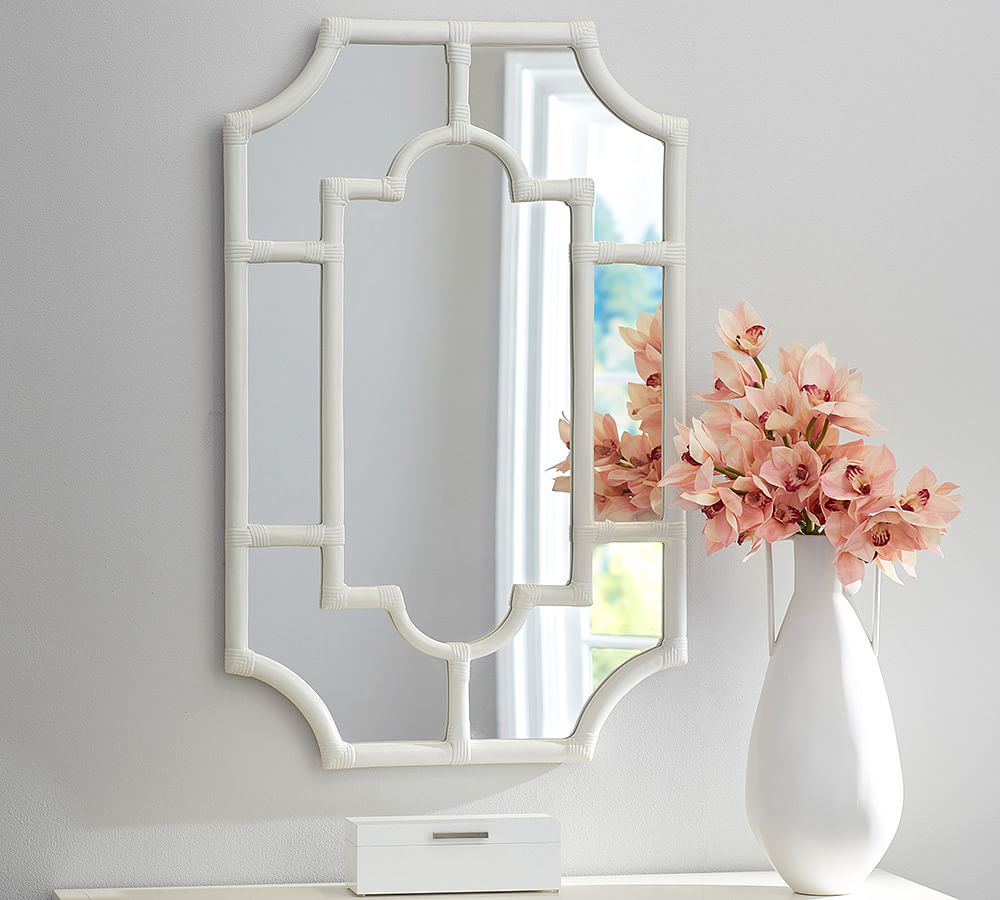 Avery White Bamboo Mirror 26&quot; x 41&quot;