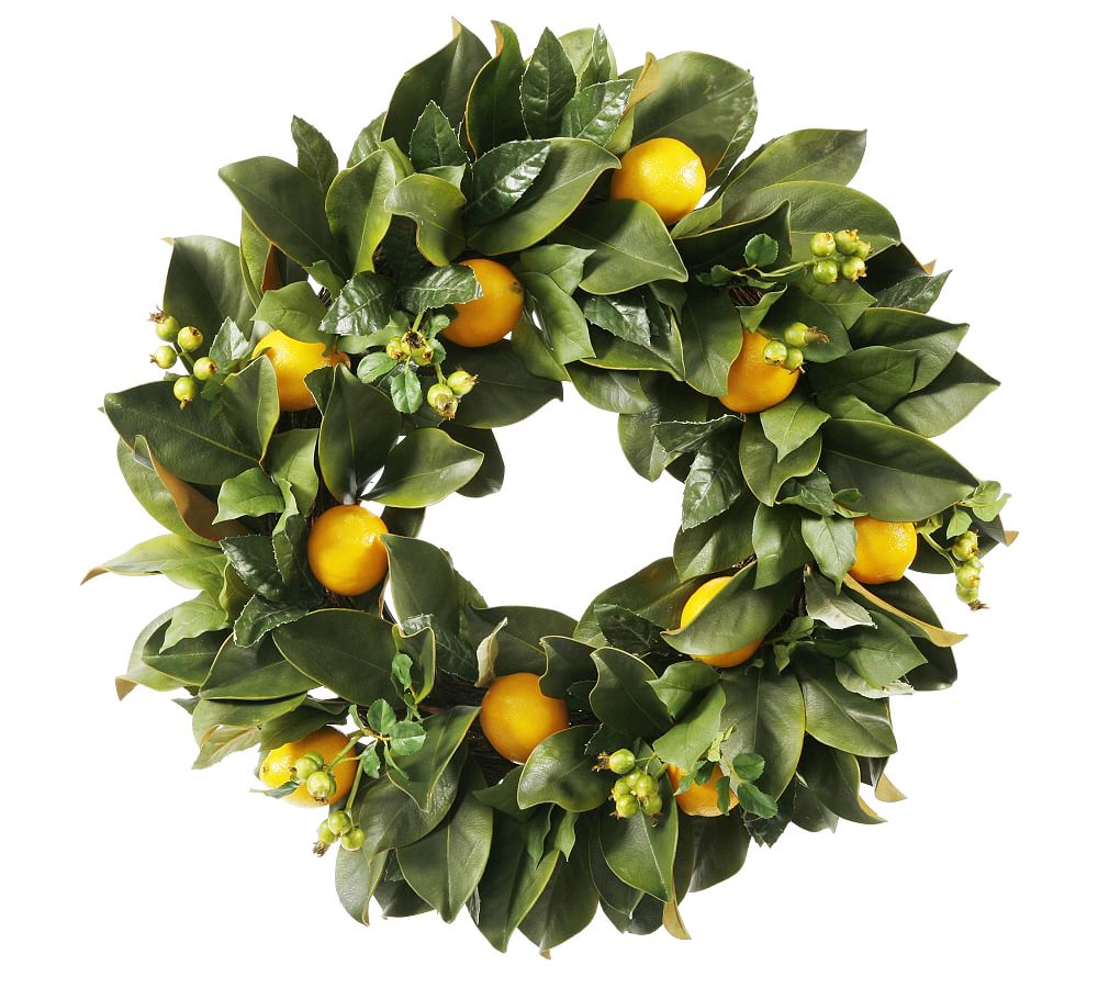 Faux Magnolia &amp; Lemon Wreath