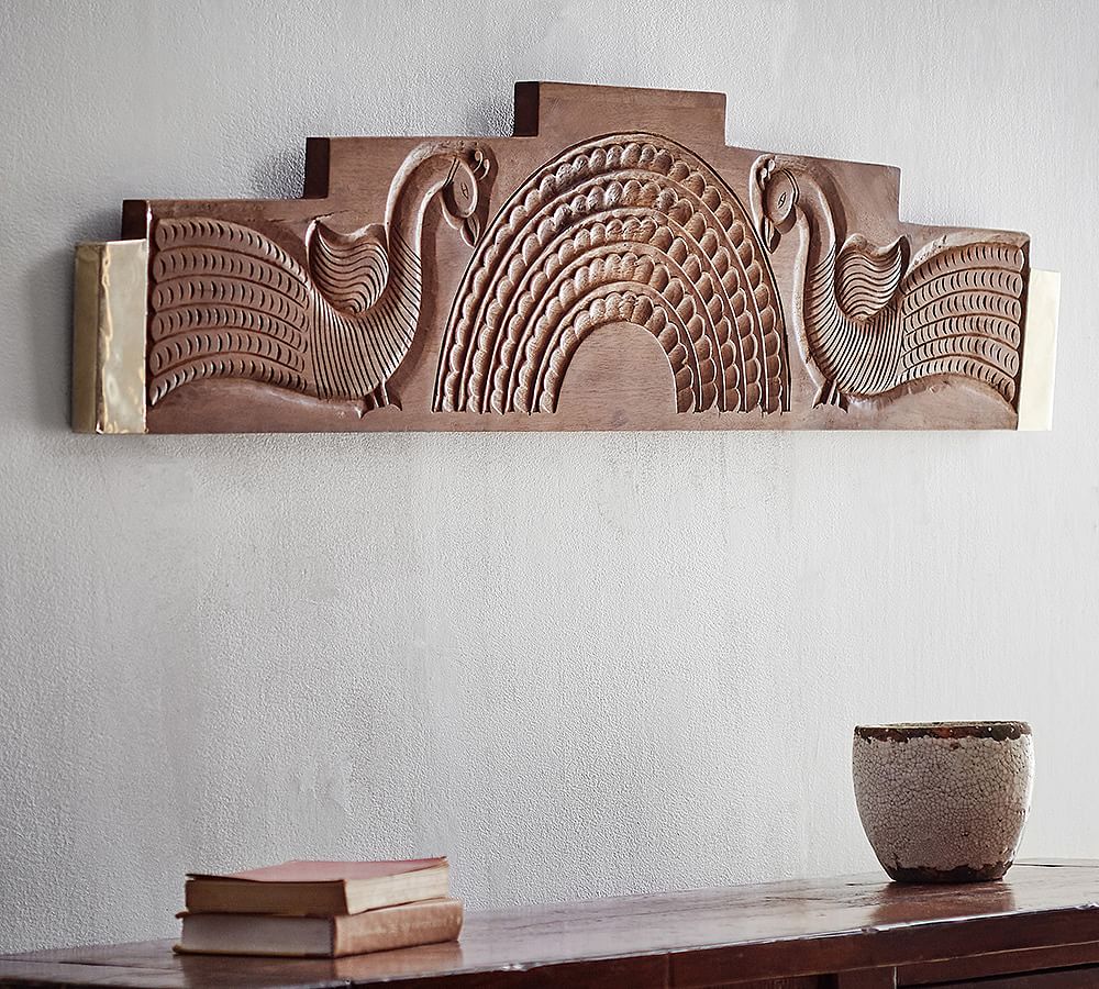Carved Peacock Wall Art