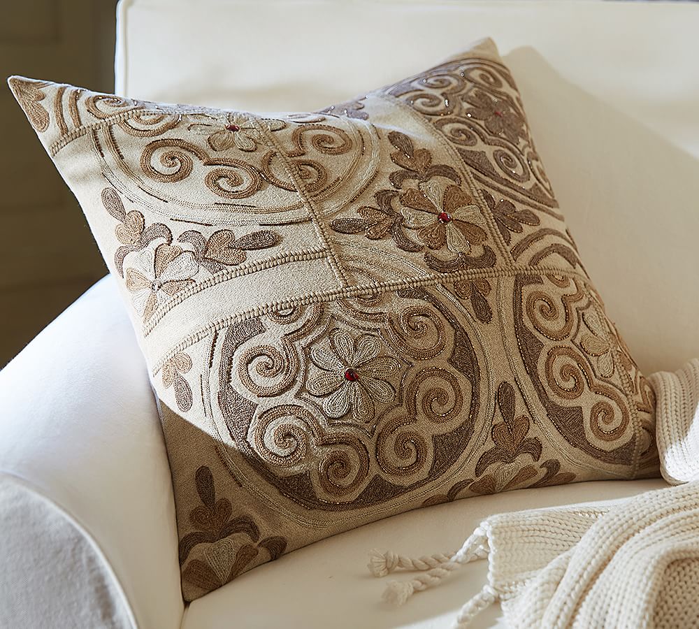 Anita Medallion Embroidered Pillow Cover