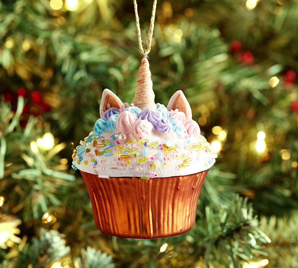 Glass &amp; Resin Unicorn Cupcake Ornament