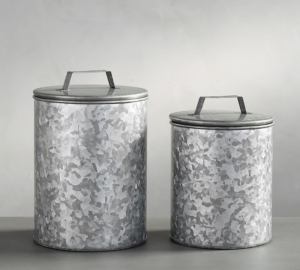 Galvanized Metal Canister, Set of 2