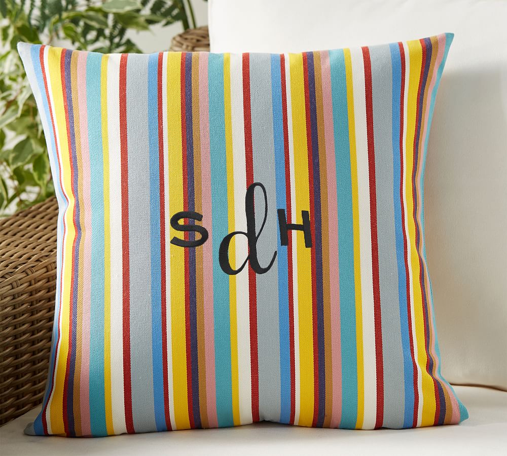 Outdoor Personalized Paolo Striped Pillow