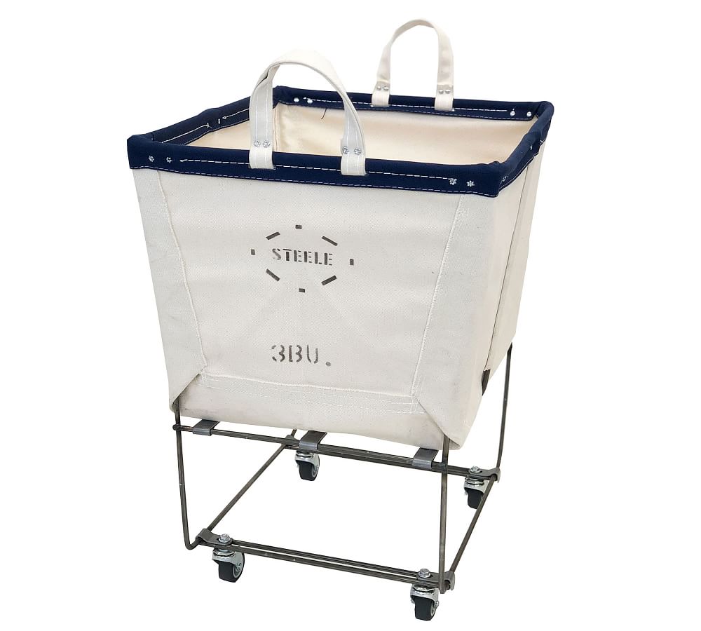 Small Elevated Canvas Laundry Basket with Wheels