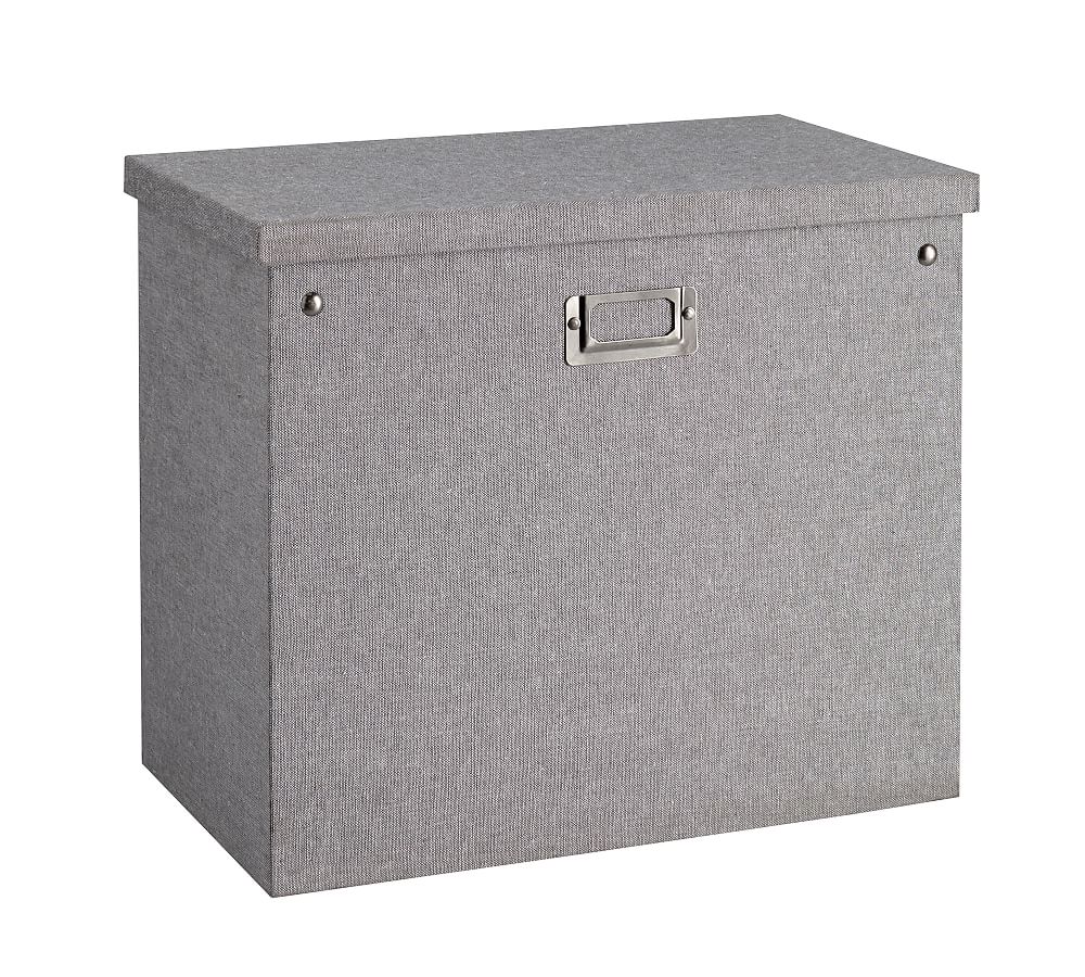Gray Blythe Linen Desk Accessories, Tall File Box