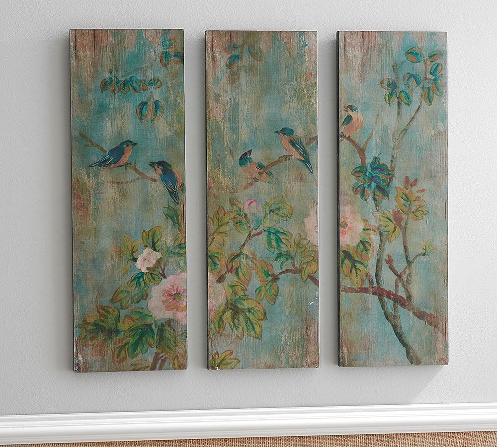 Bird &amp; Branch Triptych Panels - Set of 3
