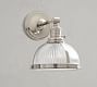 Straight Arm Industrial Ribbed Glass Sconce