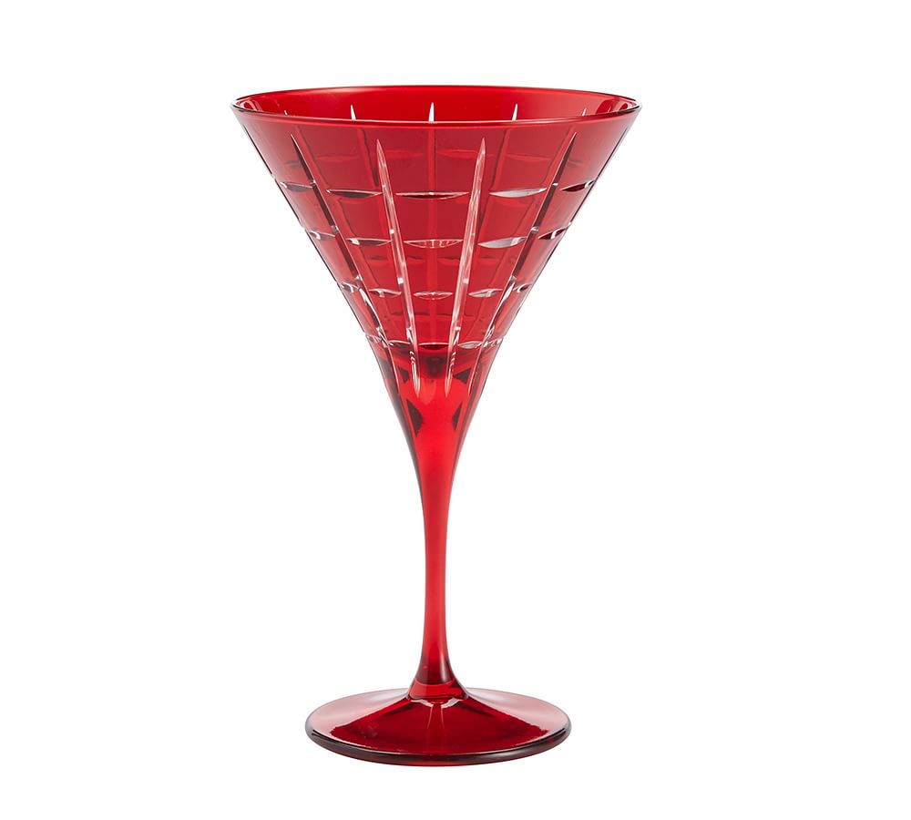 Library Hand-Cut Martini Glass, Set of 6, Red