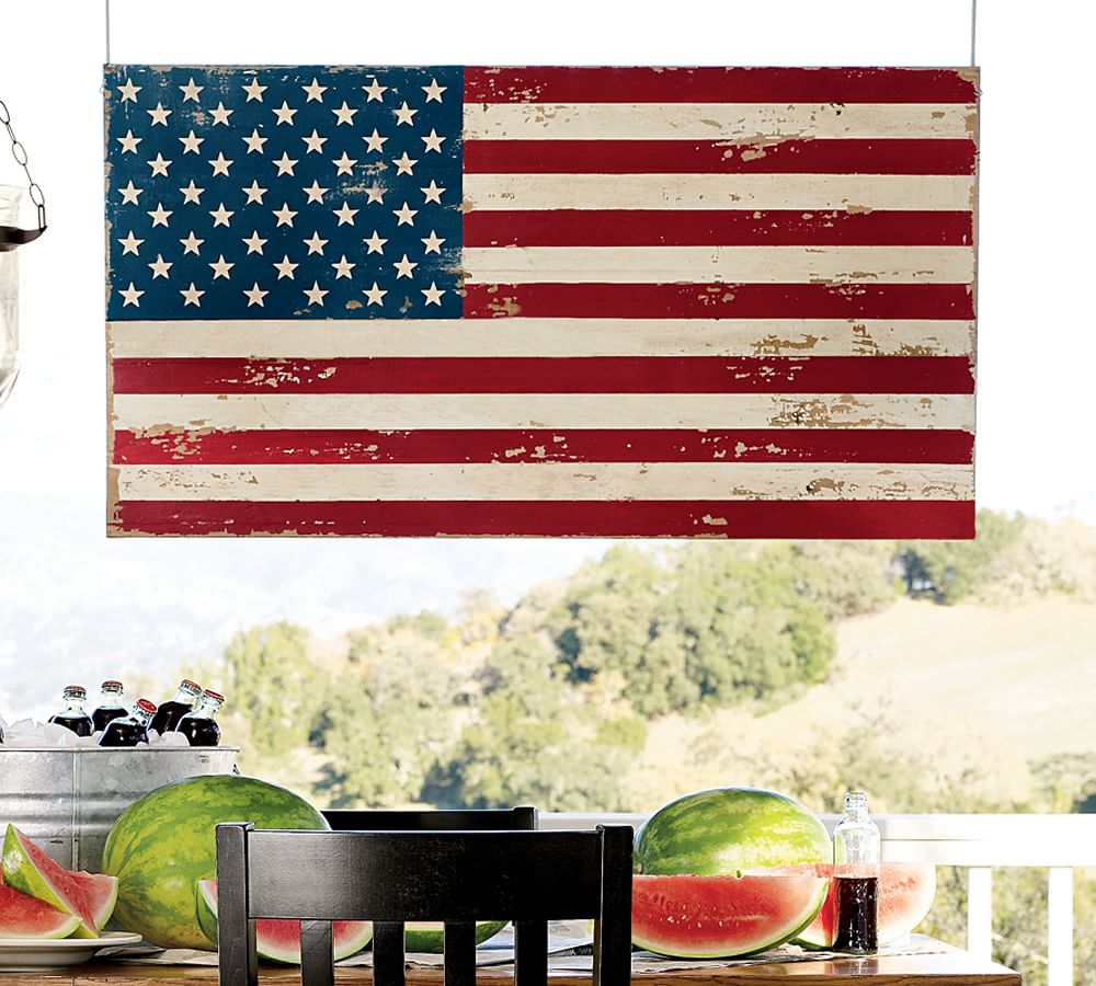 Painted American Flag Wall Art, 27 x 50