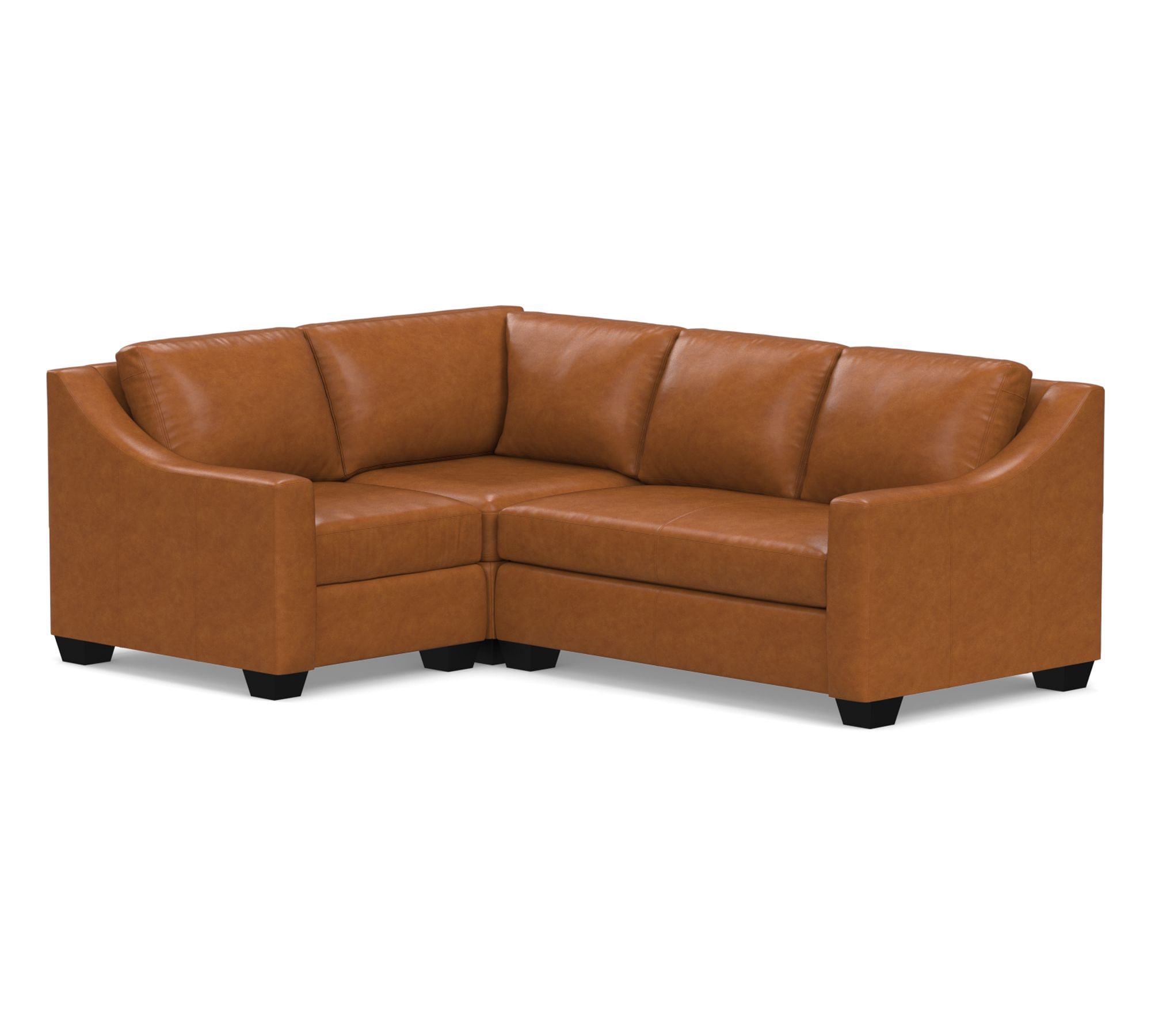 York Slope Arm Leather 3-Piece Sectional (94")