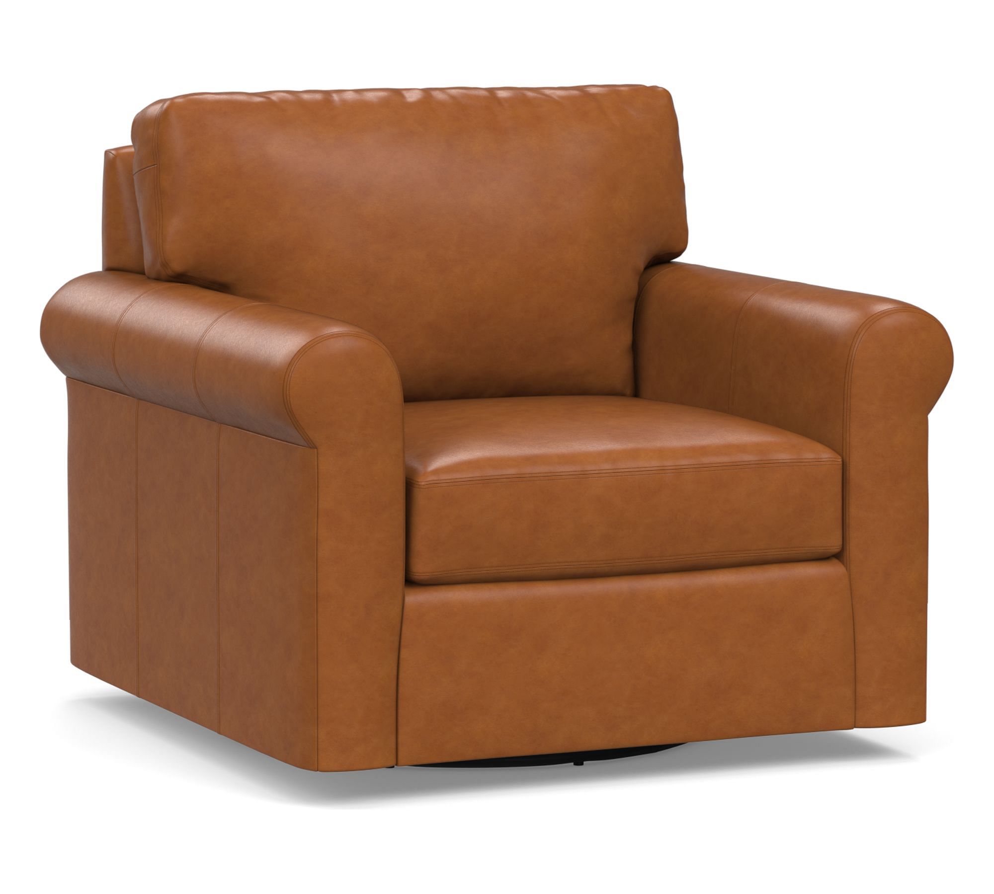 York Roll Arm Leather Swivel Chair