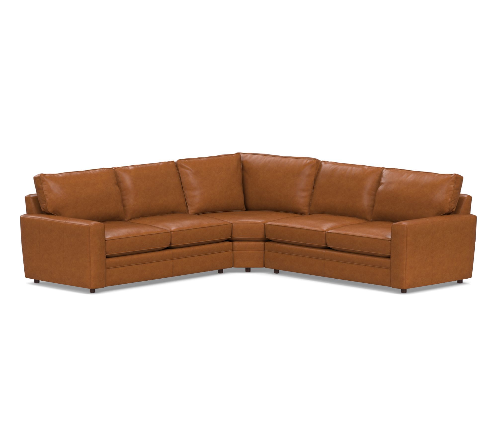 Pearce Square Arm Leather 3-Piece L-Shaped Wedge Sectional (120")