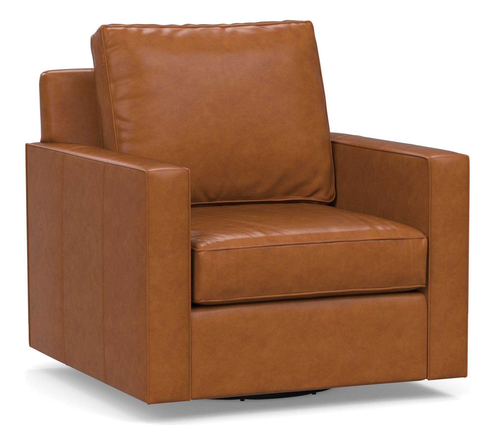 Cameron Square Arm Leather Swivel Chair