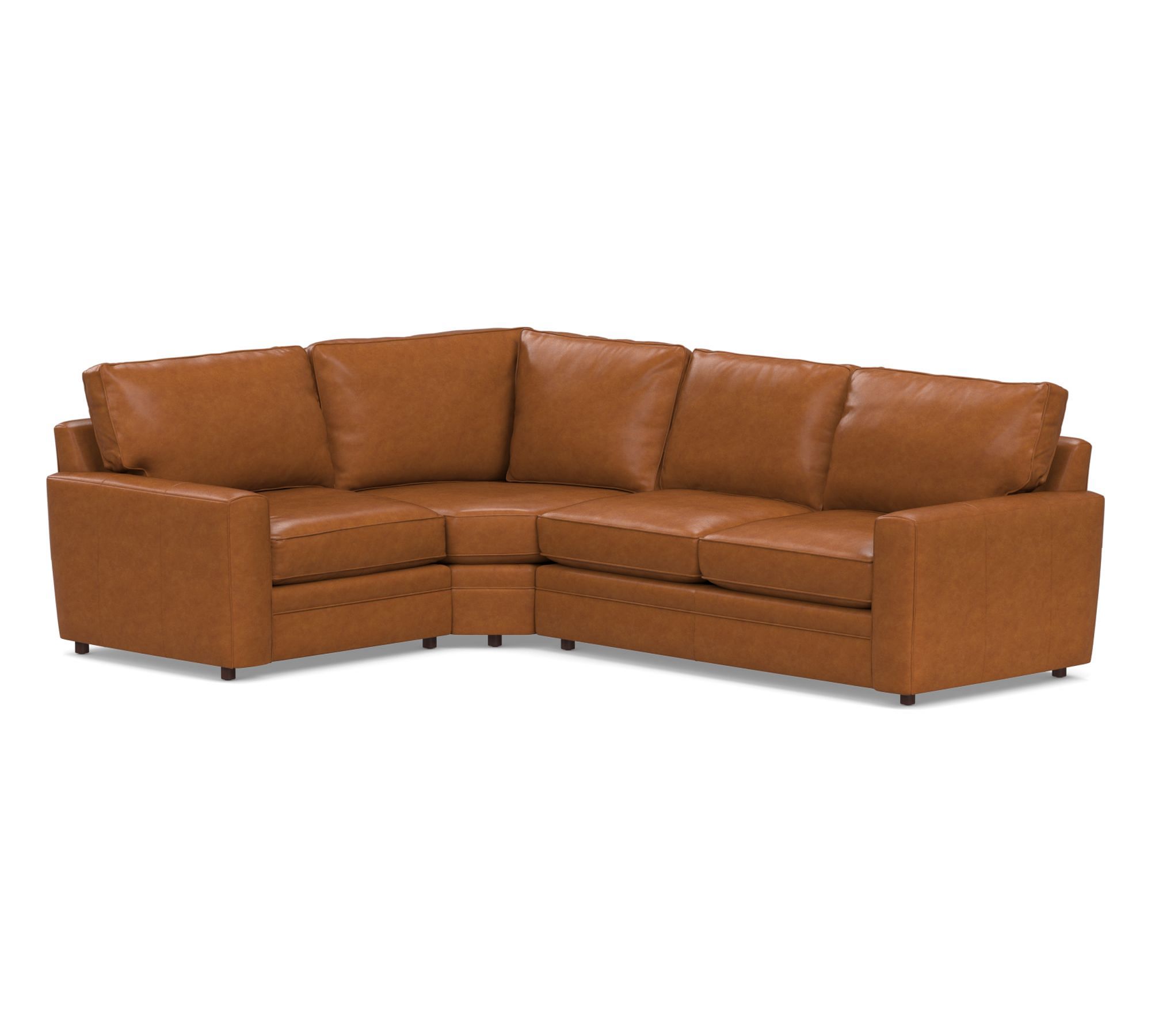 Pearce Square Arm Leather 3-Piece Wedge Sectional (120")